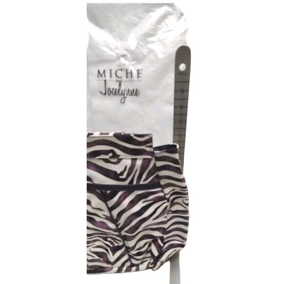 Vntg Miche Prima Jocelynn Shell Purple Black Zebra Print Faux Leather - Picture 10 of 16